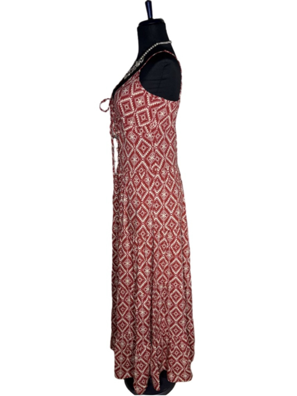 Rock & Roll Denim maxi dress hippy boho diamond tiers whimsigoth fairy western S - Picture 3 of 16